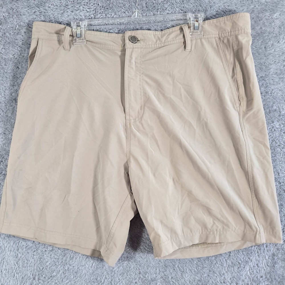 Free Fly Mens Hybrid Shorts Tan Khaki Stretch Water Casual Size 38